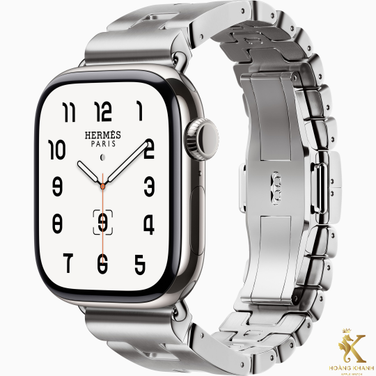 Apple Watch Hermès Series 10 GPS + Cellular, 46mm Silver Titanium Case with Satiné Grand H