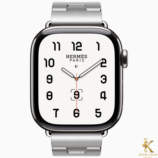 Apple Watch Hermès Series 10 GPS + Cellular, 46mm Silver Titanium Case with Satiné Grand H